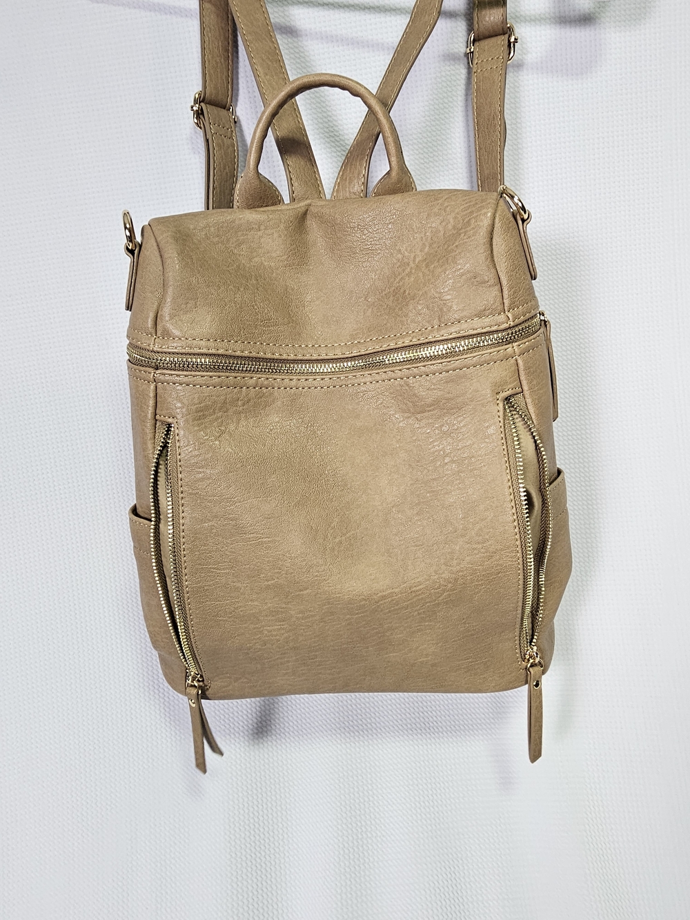 Antik Kraft Tan Convertible Backpack Purse with Gold Hardware